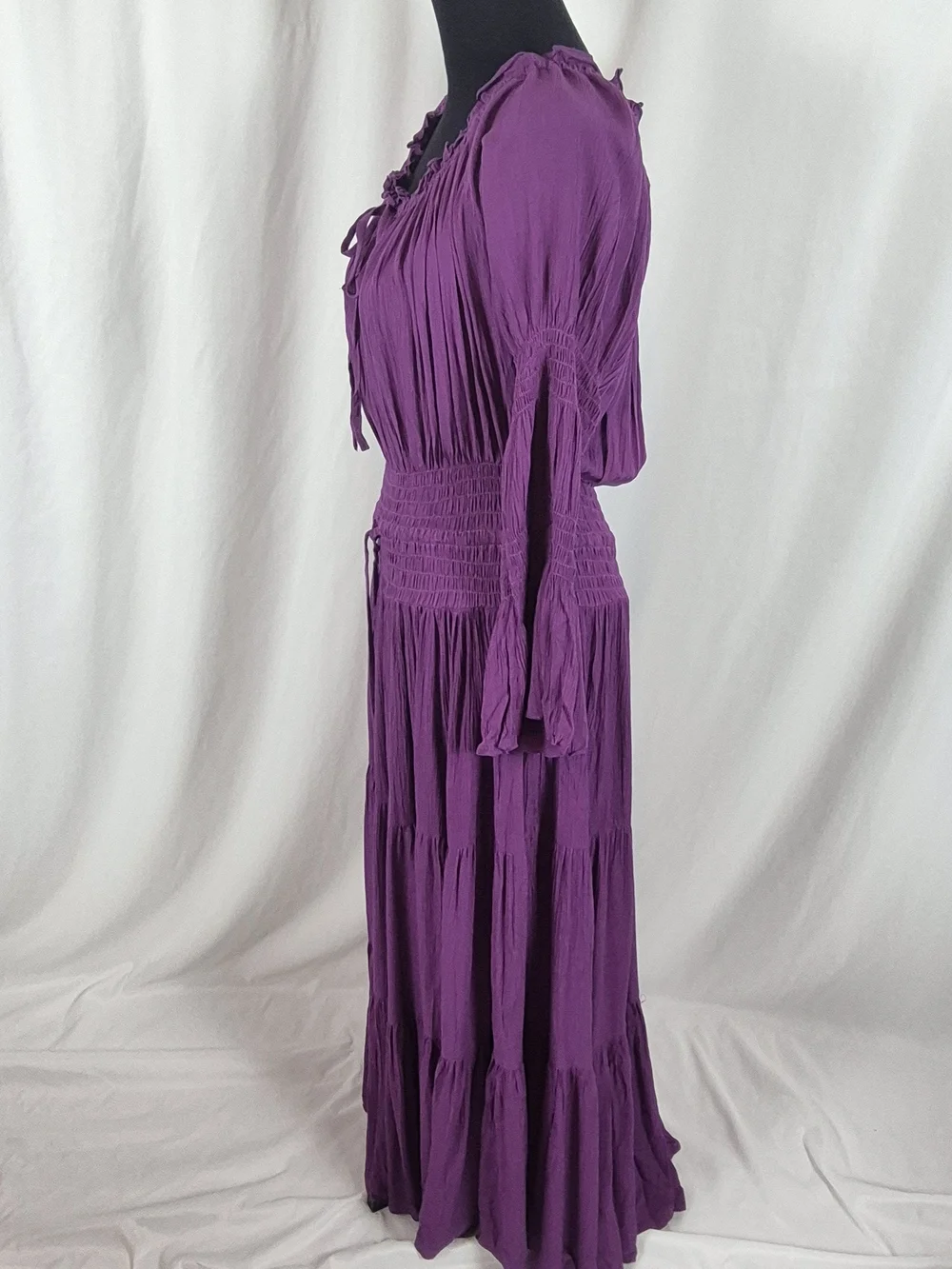 Lotus Traders Smocked Peasant Gypsy Renaissance Dress - Size OS / Fits XL to 2X - Picture 4 of 14